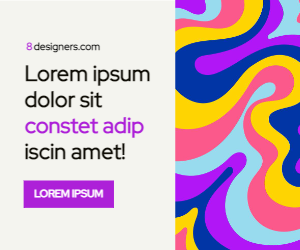 Rainbow waves and purple text