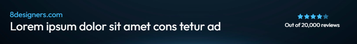 Ad banner with a round blue orbit