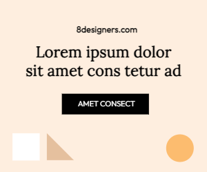 Geometrical shapes and black text