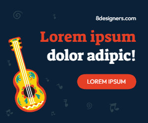 Banner with mexican guitar and stuff