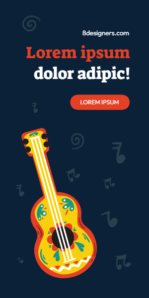 Banner with mexican guitar and stuff